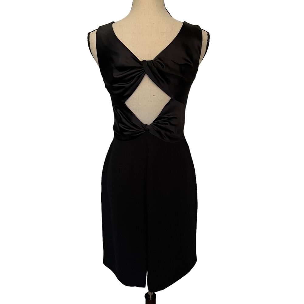 Y2K Shani CutOut Twist Satin Dress Sz 4 Holiday Glam Party Bow Mob Wife Black
